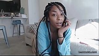 Black legal age teenager with plump butt masturbating on web camera [mo...