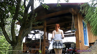 Rainy Day Barbeque Party with Short Skirts No Panties and with Small Thongs on Try On Haul Day with Leon Lambert Girls