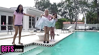 BFFS - Innocent Teen Ada Sanchez Used And Fucked By Four Horny Busty Sorority Girls By The Pool