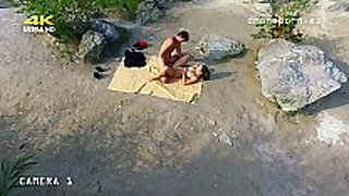 Nude beach sex, voyeurs movie scene scene taken by a drone