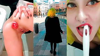 Drinking piss while walking around the city and licking public toilets.