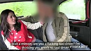 Brunette sweetheart doesn't wish to pay the taxi driver
