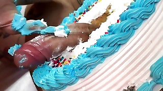 My stepbrother gives me a birthday cake with his cock