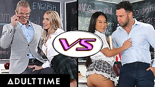 ADULT TIME - NAUGHTY SCHOOLGIRL BATTLE! Khloe Kapri VS Kimmy Kimm