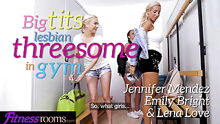 Fitness Rooms Big tits Jennifer Mendez blonde MILF gym lesbian threesome