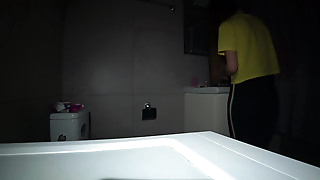 Real Cheating. Lover And Wife Brazenly Fuck In The Toilet While I'm At Work. Hard Anal
