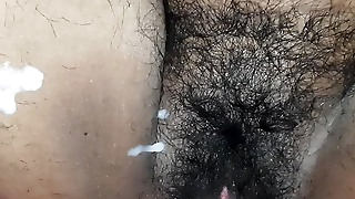 Desi Indian Ahmedabad College Teacher receives cum shot on hairy Pussy !!