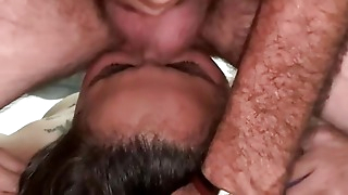 Licking my boss's balls and ass, hot facesitting while he masturbates and get relax