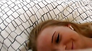 German blonde teen filmed in POV as she gets his cock thrust into her eager pussy