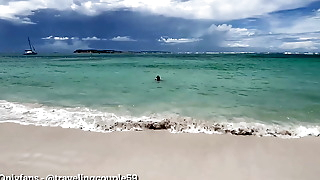 Wife sharing on nudist beach while hubby records, teenage slut gets fucked by a random guy on a nudist beach