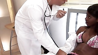Doctor gets his dick sucked by a black girl before fucking her