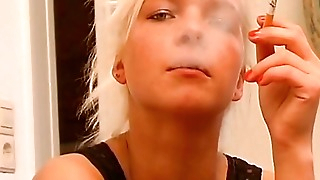Stunning looking German blonde adores smoking while taking a cock deep