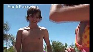 Wasted girls at poolparty forcefuck a dude