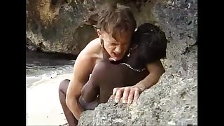 African legal age teenager receives anal screwed aloft an obstacle seaside