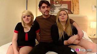 Blonde cousins introducing the chap they started having sex with