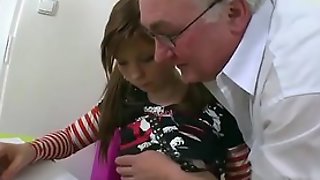 Perfect young college girl is touched and fucked by her old teacher