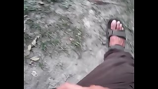 Outdoor Indian Horseshit jerk together with flash