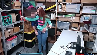 Redhead czech migrant teen thief fucked by a mall cop