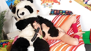 Party with a teddy bear over hot sex